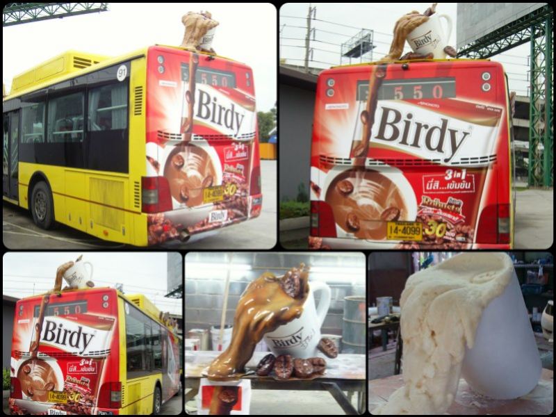 งานโฆษณา 3d รถเมล์ Birdy Red